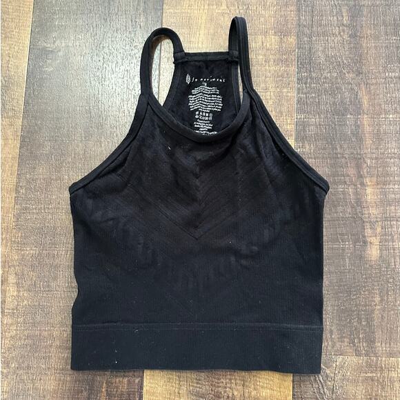 New Free People Movement Gone Adrift Seamless Crop Top In Black Size Large - Picture 1 of 9
